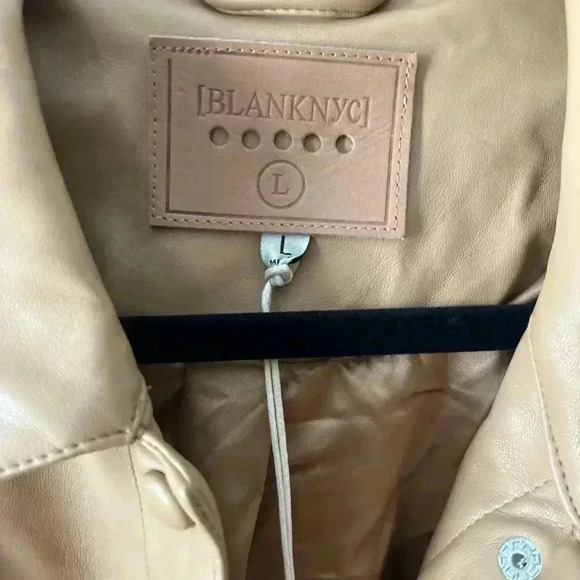 BLANKNYC Faux Leather Crop Trucker Jacket Light Brown Large NWT - Picture 6 of 8